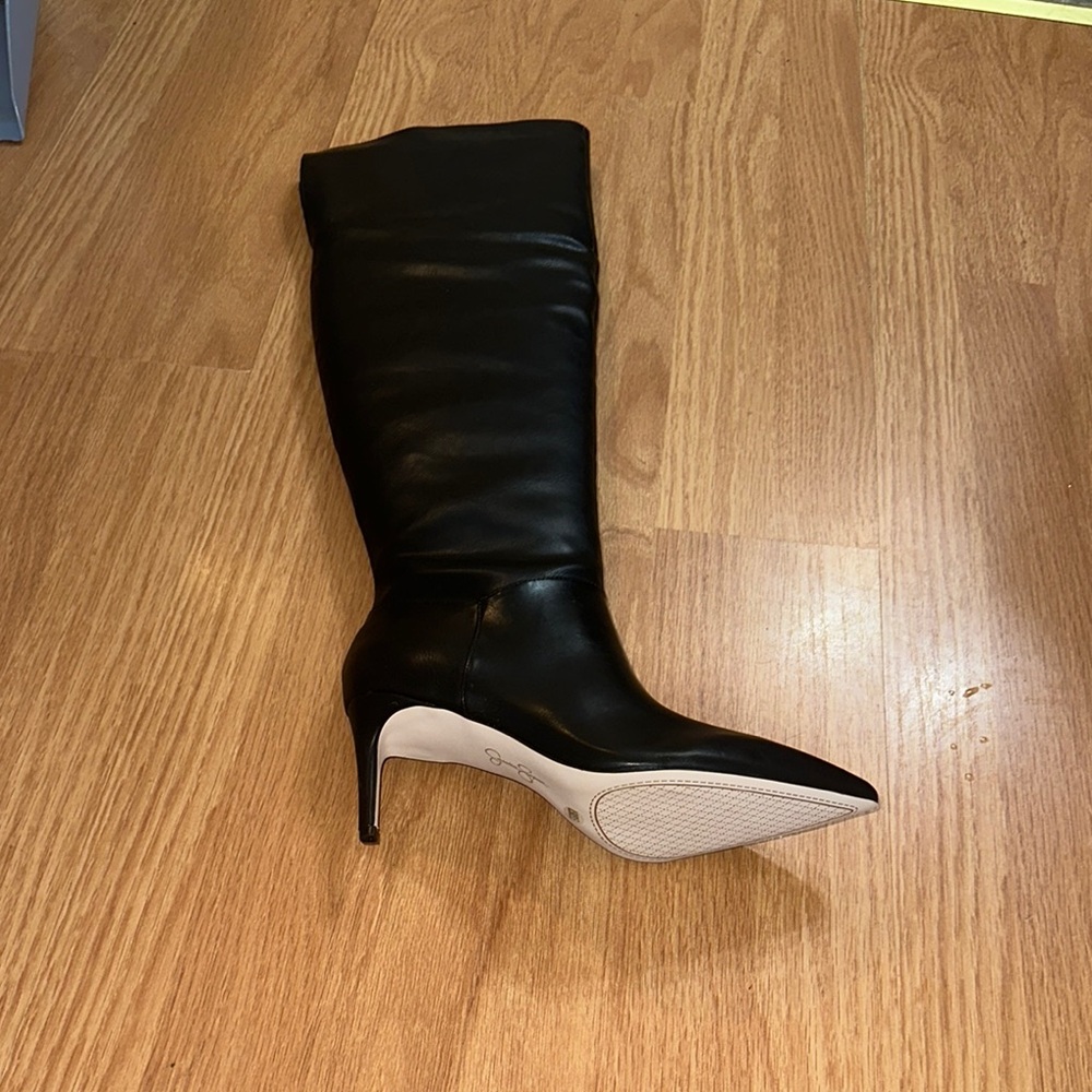Jessica Simpson Black Heeled Boots with Stiletto Heel and Over-the-Knee Style - Picture 2 of 4